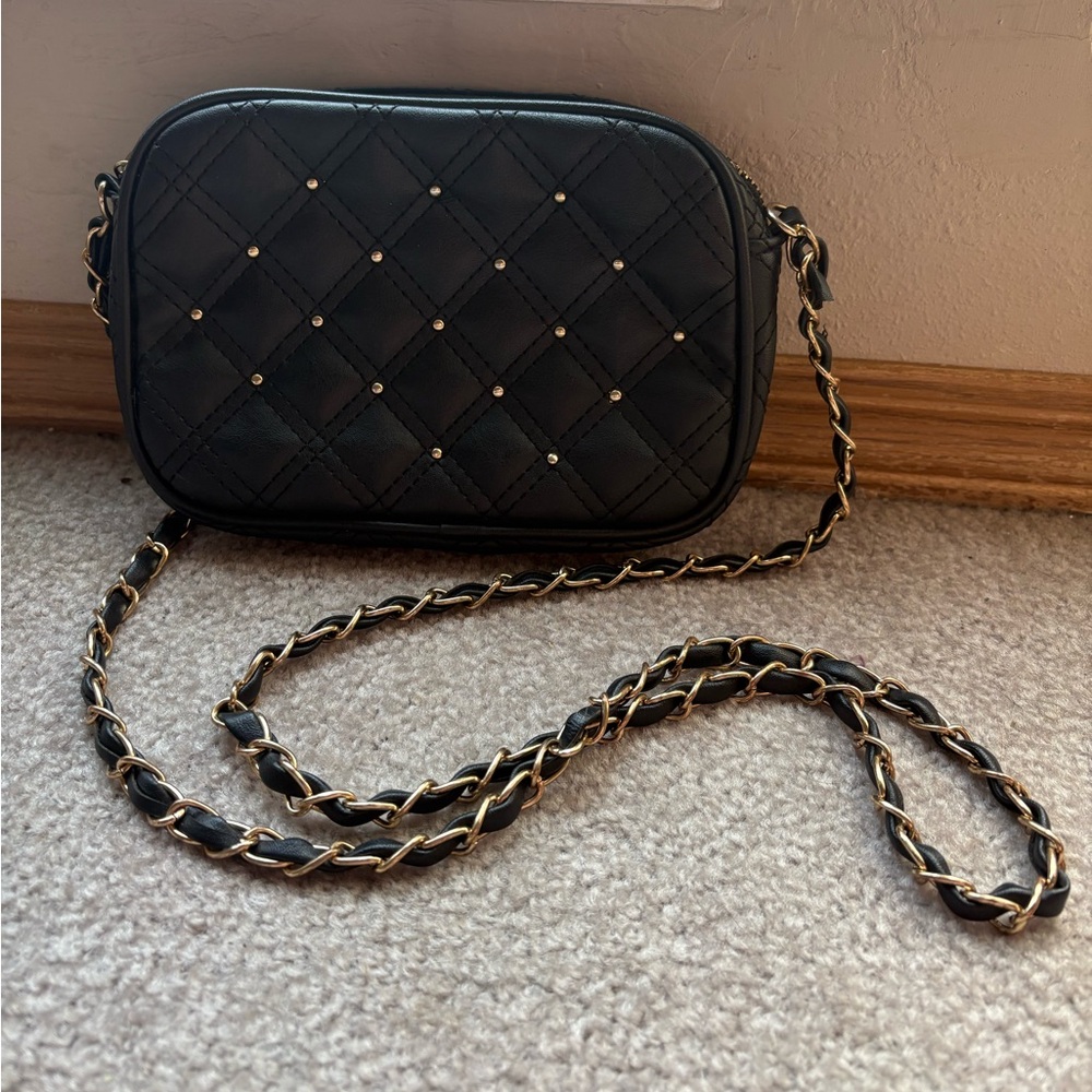 Gina Concepts Black Quilted Crossbody Purse Small